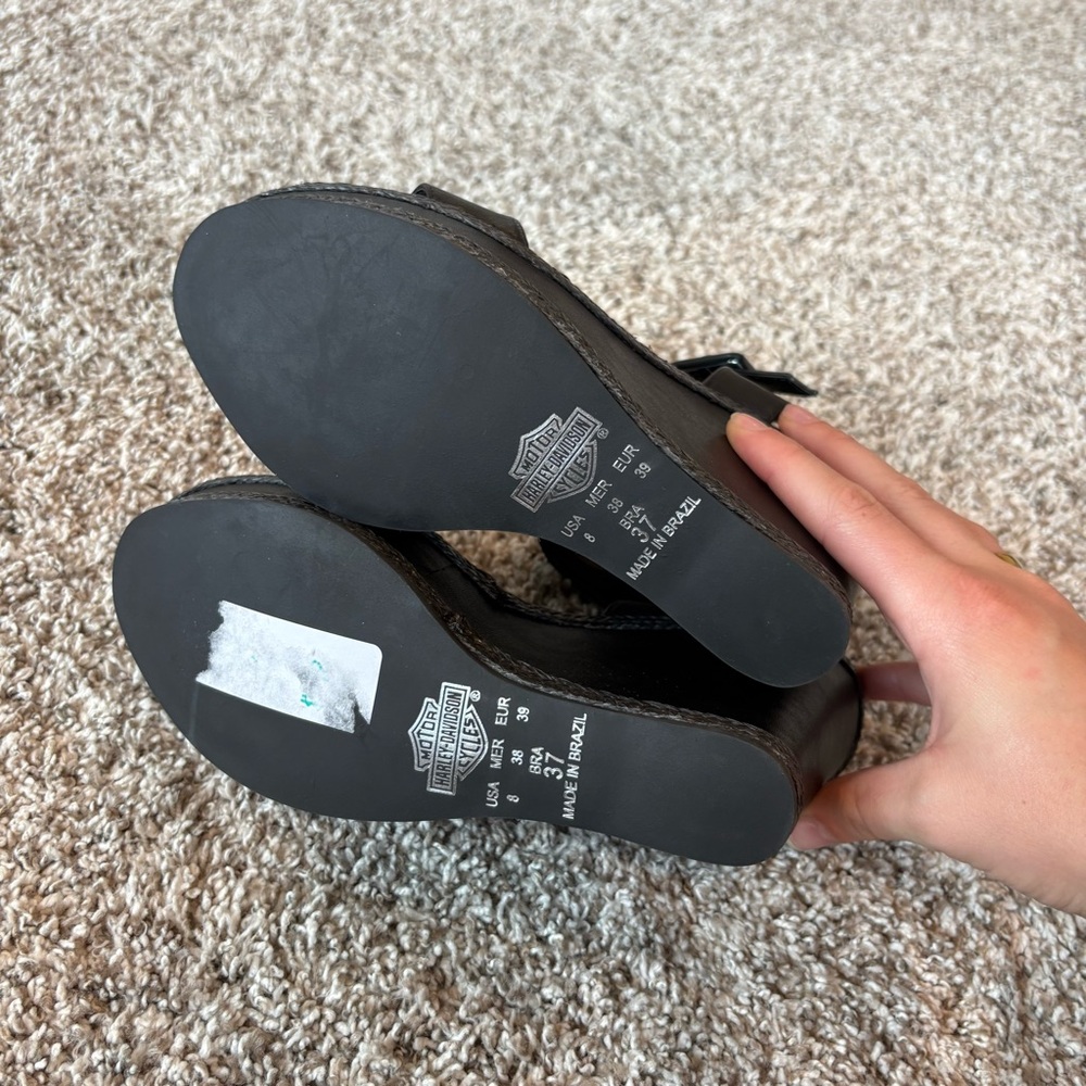 Harley Davidson Women's Belmont Platform Wedge Sandals Size 8 - Picture 7 of 8